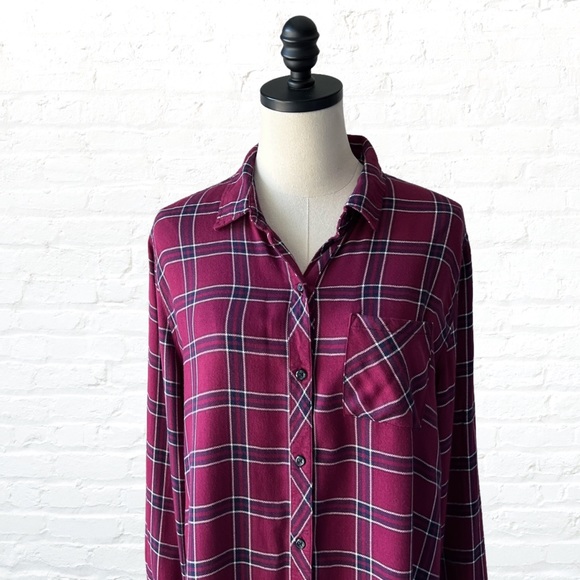 Rails Hunter Plaid Merlot Navy Button Up Shirt | MEDIUM - Picture 3 of 9